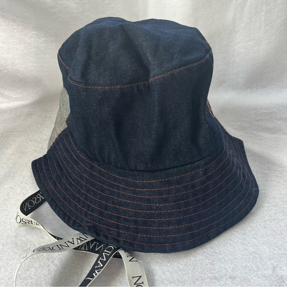 J W ANDERSON sz M/L 60 Denim Asymmetrical Bucket Hat Logo Straps main image 6